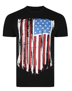 Bigdude Stars And Stripes Print T-Shirt Black